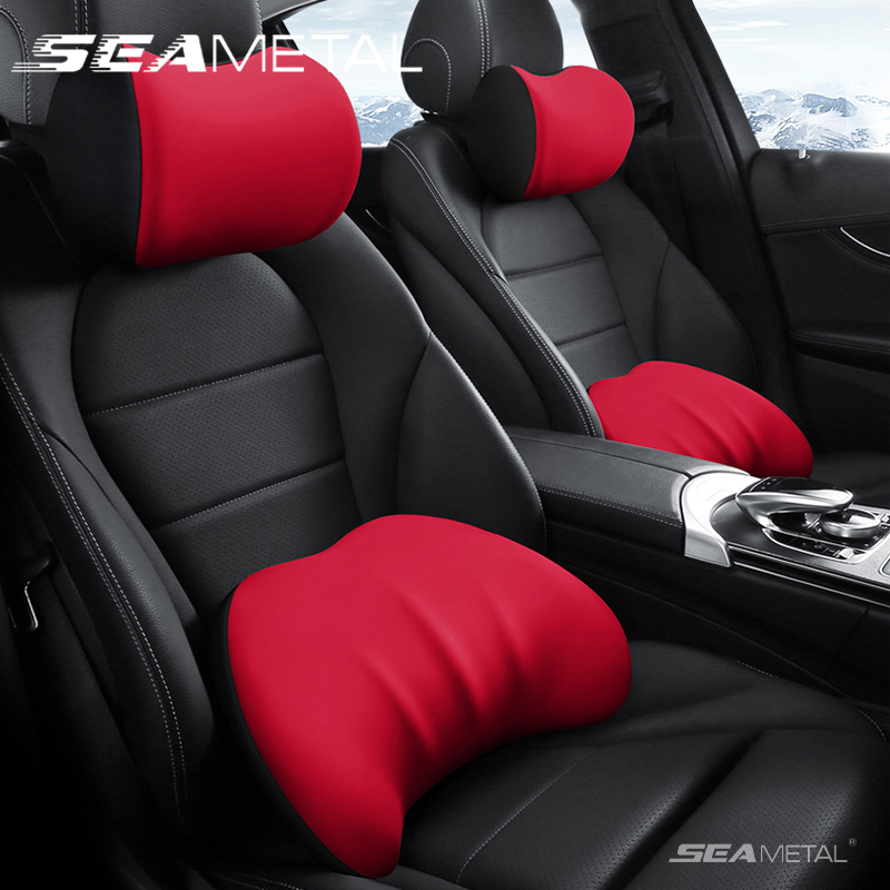 Memory Foam Car Neck Pillow Lumbar Support - SEAMETAL Car Headrest Pillow Ergonomics Lumbar