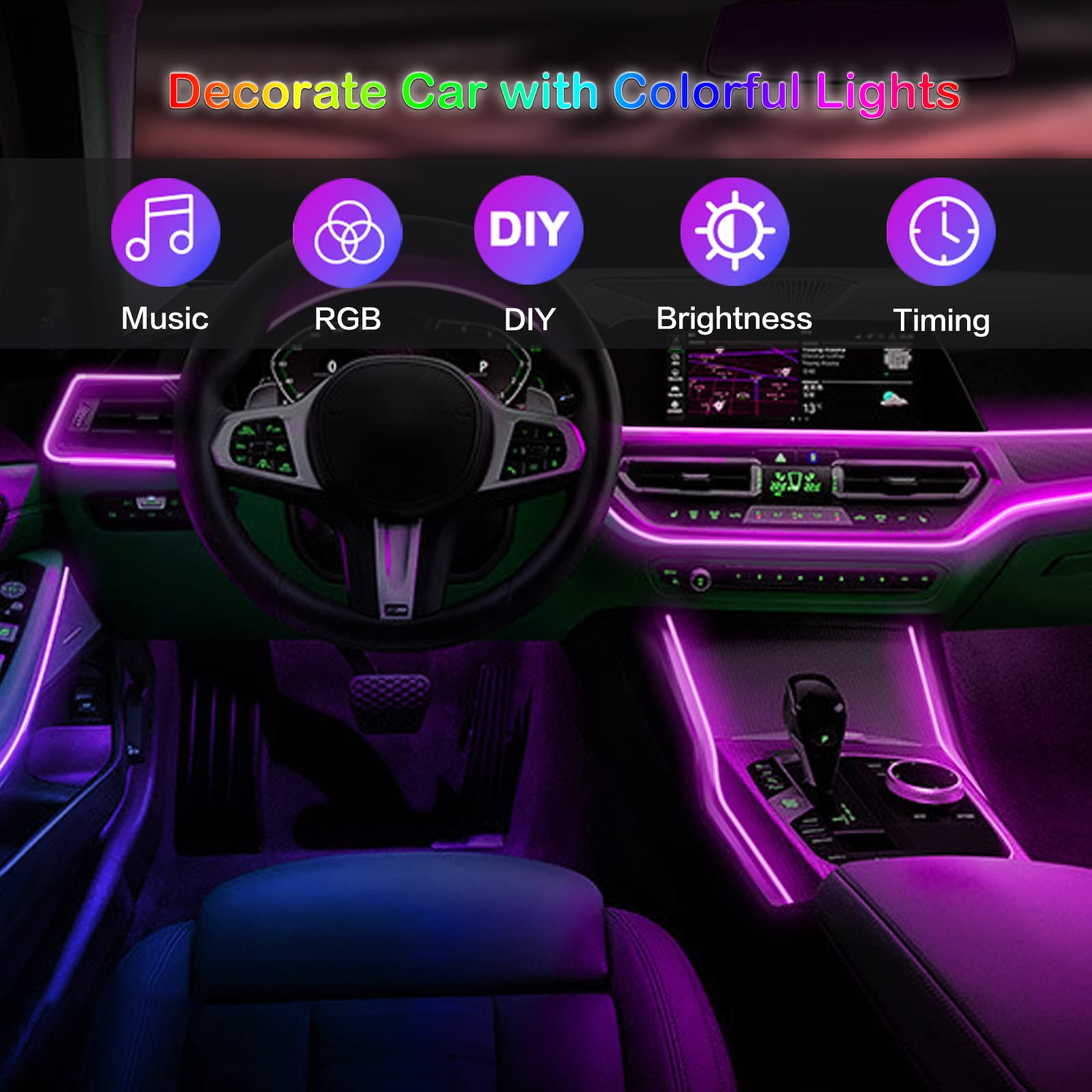 LED Car Interior Ambient Strip - огляд і ціна Led Ambient Interior Car Lights App Control