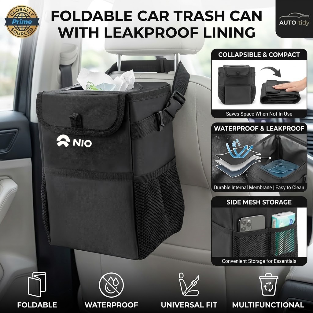 Foldable portable leak-proof w - огляд і ціна Waterproof Car Trash Can With Lid