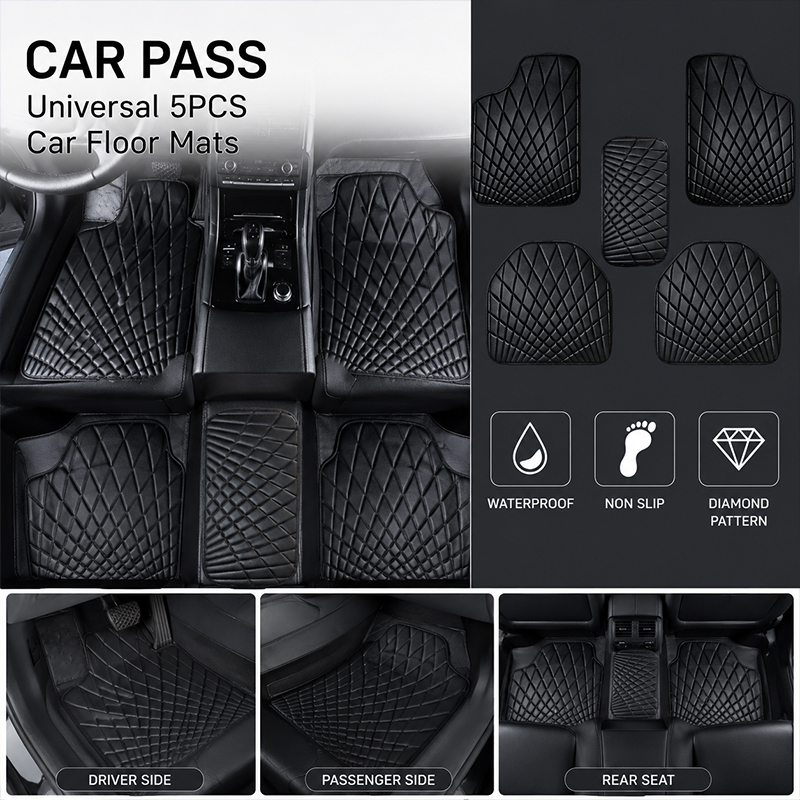 CAR PASS Universal 5PCS Leathe - огляд і ціна Car Floor Mats Universal Waterproof Leather
