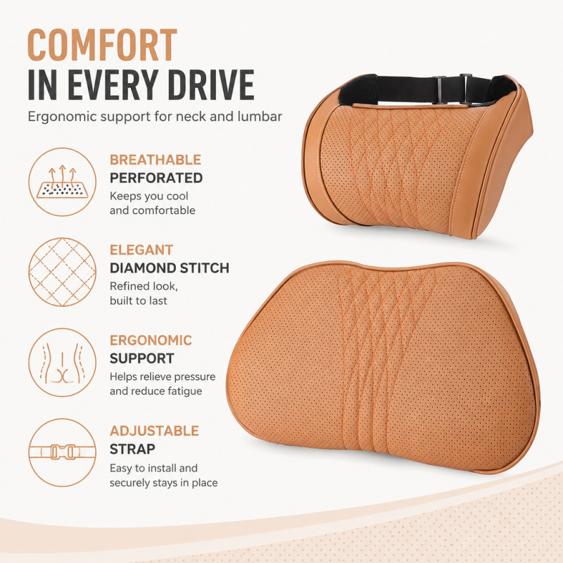 Car Headrest Neck Pillow Memor - огляд і ціна Memory Foam Car Neck Pillow Lumbar Support