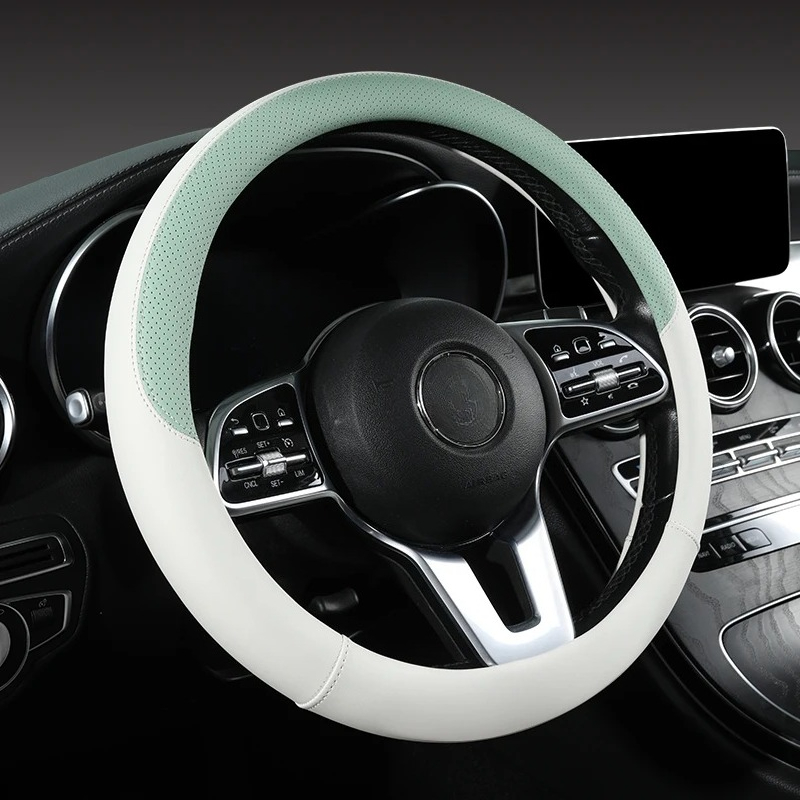 Perforated Nappa Leather Car S - огляд і ціна Car Steering Wheel Cover Anti Slip Breathable
