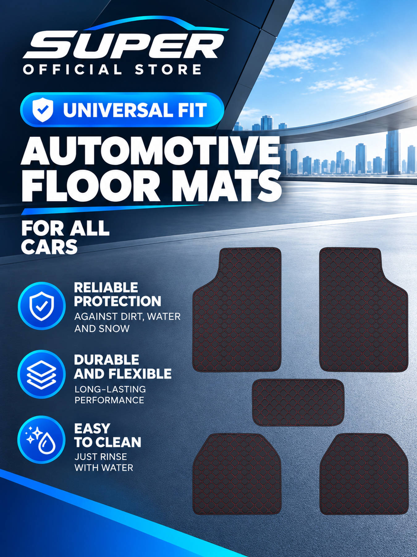 Car Floor Mats Full Set Univer - огляд і ціна Car Floor Mats Universal Waterproof Leather