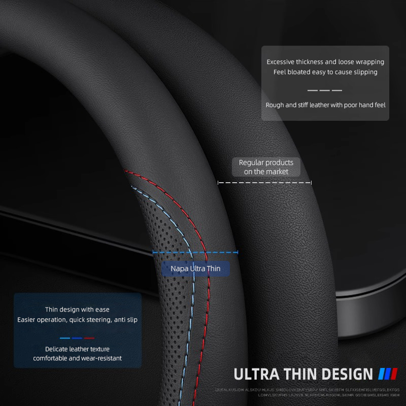 1Pcs Napa Leather Car Steering - огляд і ціна Car Steering Wheel Cover Anti Slip Breathable